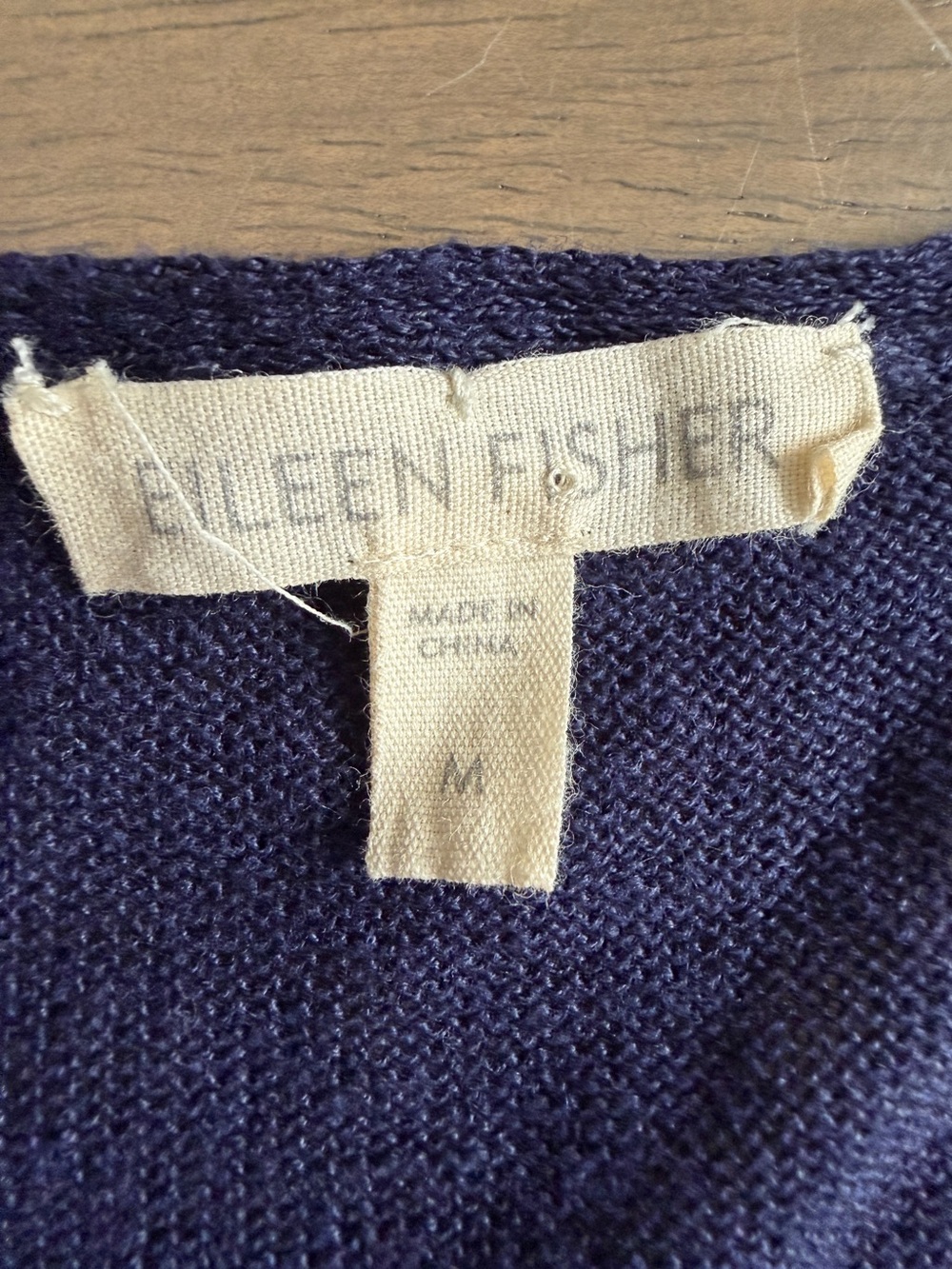 Eileen Fisher Blue Organic Linen Short Sleeve Knit Top Womens Size M - Picture 4 of 5